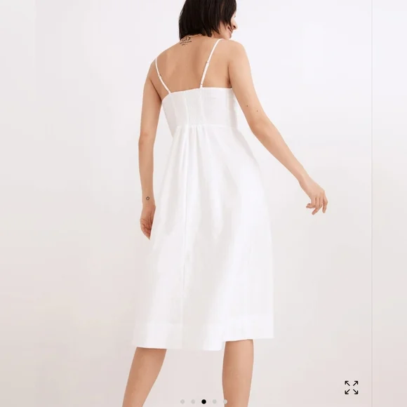 NWT Madewell Linen-Cotton Cami Button-Front Midi Dress, Size 0 - Picture 3 of 12
